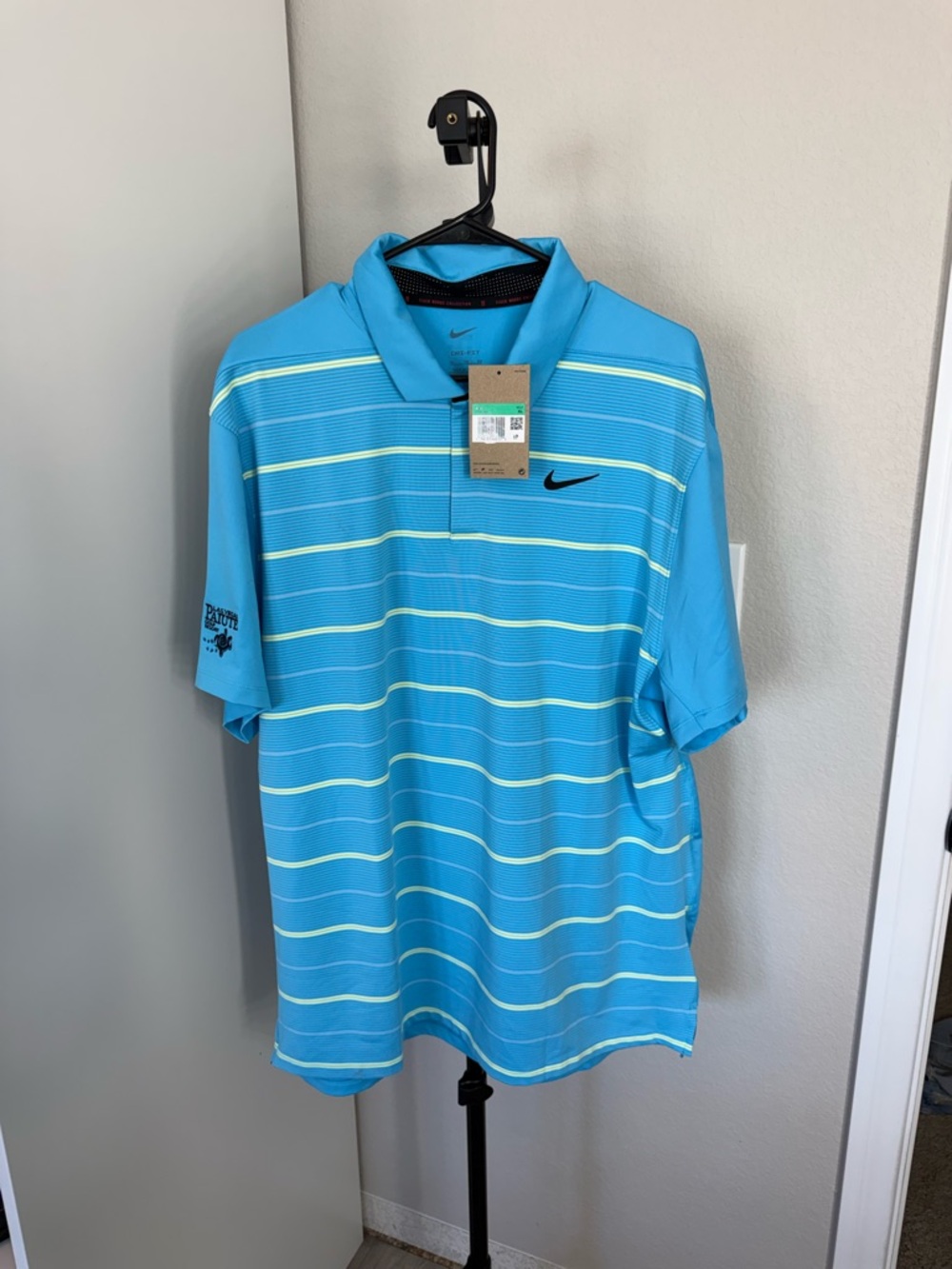 Nike Men’s Turquoise Blue Striped Golf Polo